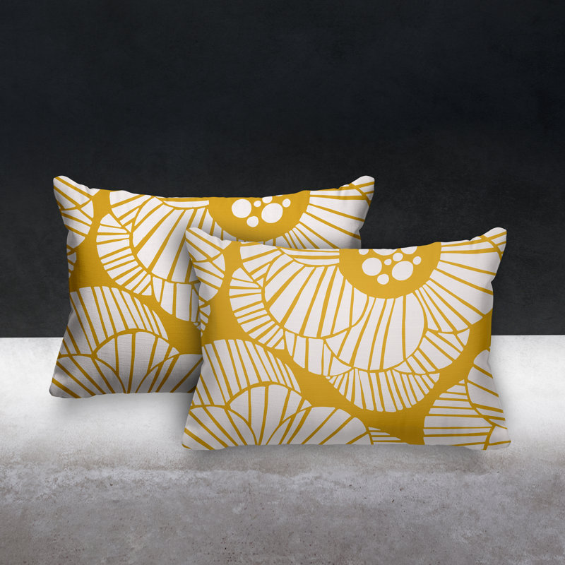 Polyester / Mélange de polyester Housse de coussin rectangulaire intérieure / extérieure lombaire et insert, Jaune