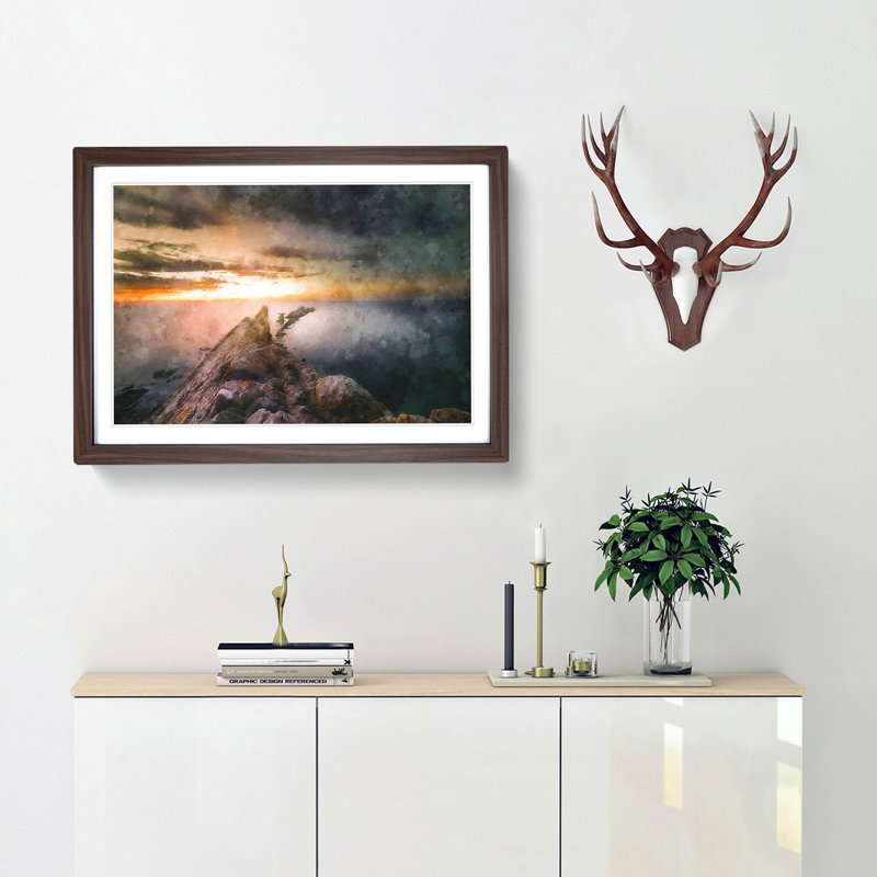Rocks in the Ocean - Framed Print, 33cm H x 45cm W x 2cm D, Walnut Framed