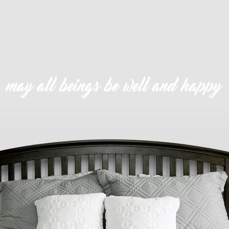 Adhésif décoratif "May All Beings Be Well and Happy", Blanc