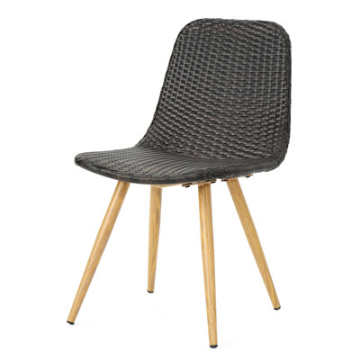 Dining Chair Of 2 - Heat Transfer Legs Great Addition To Patio, Pool, Veranda, Garden Woven And Iron Frame, Brown Multi 2 With Outdoor Seating For Iron,