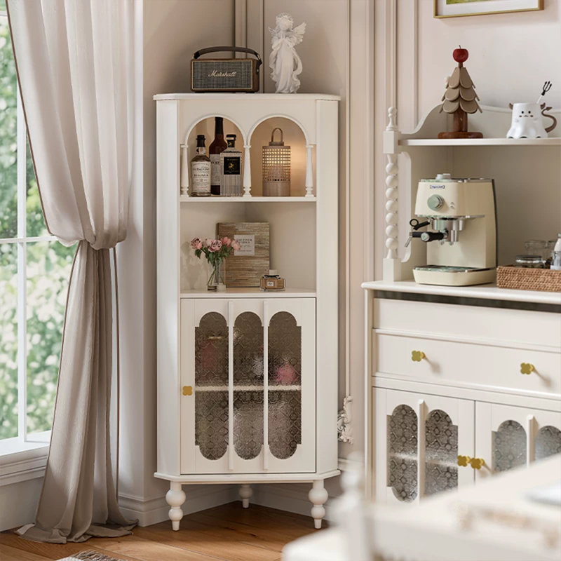 Buffet décoratif rétro en bois massif blanc