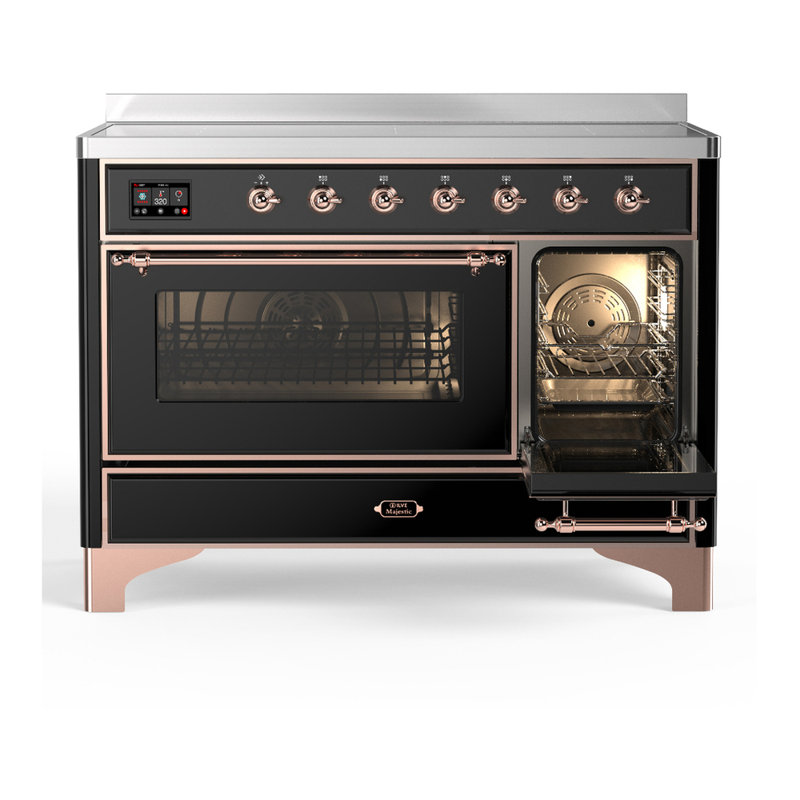 Cuisinière à induction 48 pouces avec 6 éléments à induction en noir brillant (garniture cuivre) Majestic III Series, Cuivre