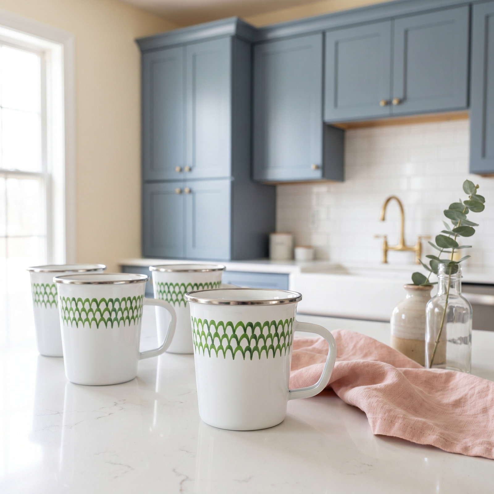 Green Scallop Enamelware Mug