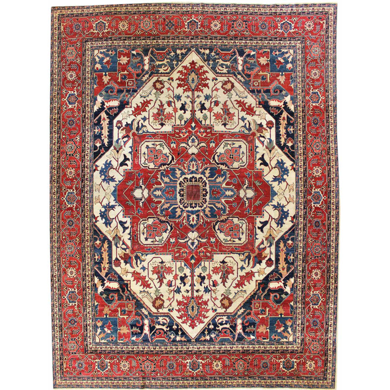 One-of-a-Kind 13'10" x 17'6" New Age Area Rug in Ivory/Rust/Navy
