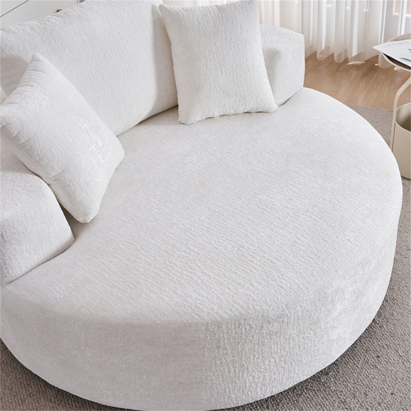 Fauteuil demi-tonneau pivotant Chenille, Beige