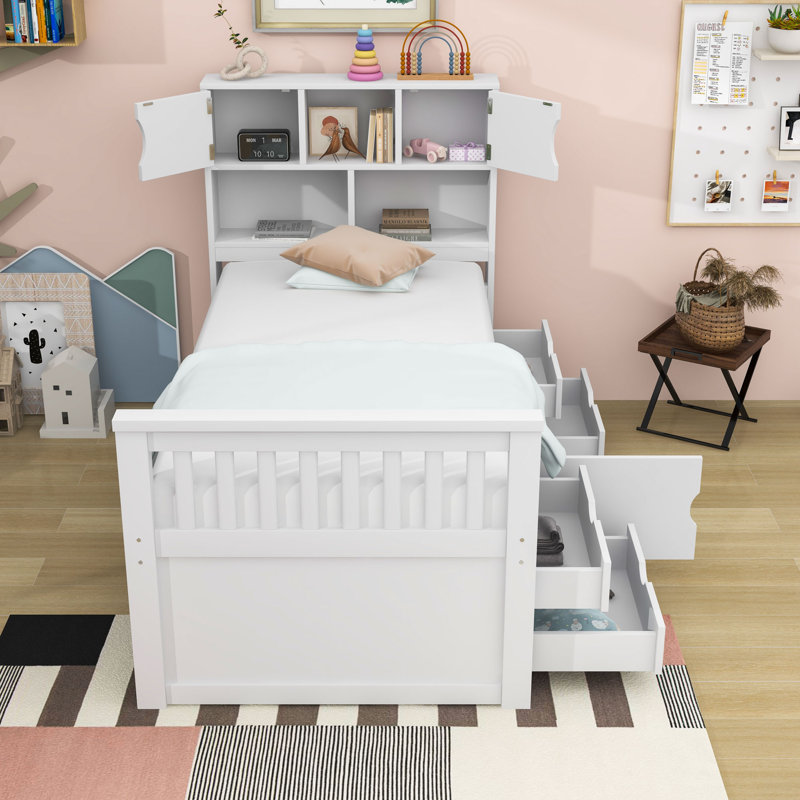 Lit plateforme simple en bois avec 4 tiroirs Neeka