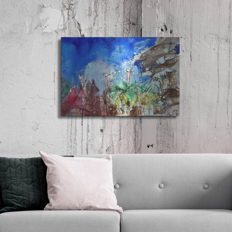 36 po x 24 po, art mural en métal luxueux «Grandstand toit» par Erin McGee Ferrell, H 24 po x l 36 po