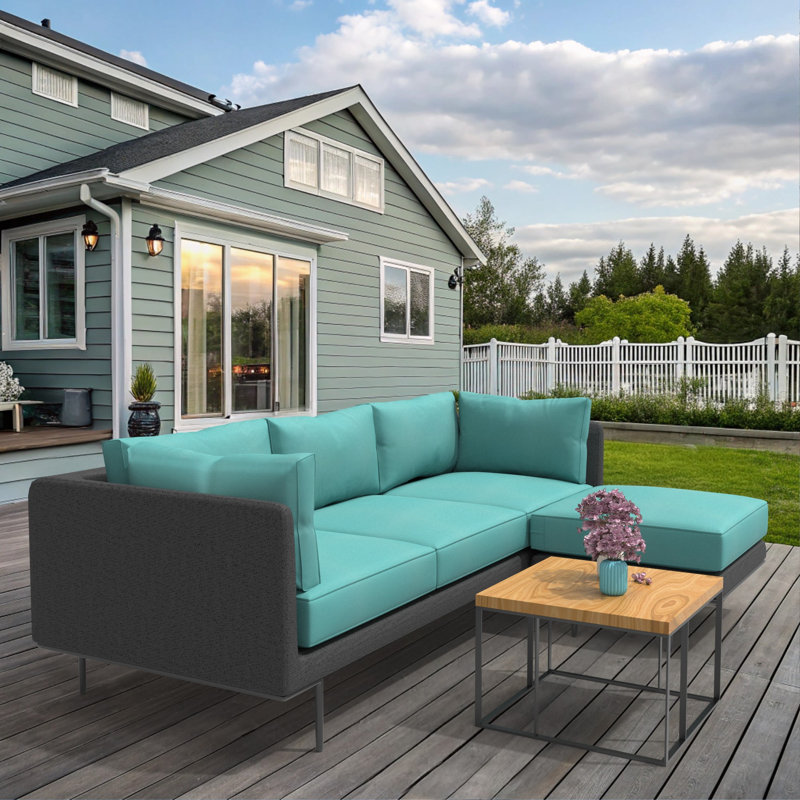 Sunbrella Outdoor Sectional Sofa Replacement Cushions Set, 5 Inch, Canvas Aruba