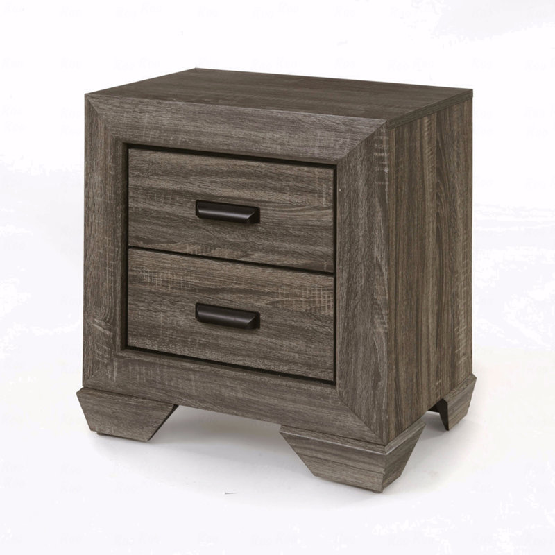 Table de chevet au fini gris vieilli