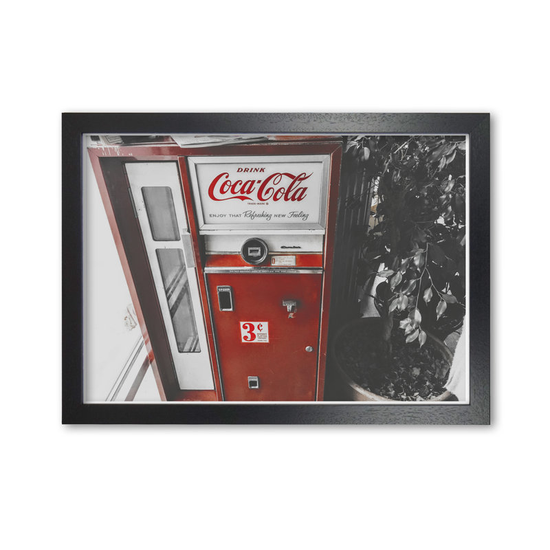 Coca Cola Vending Machine - Print, Black Grain Frame, 30 cm H x 21 cm W x 5 cm D