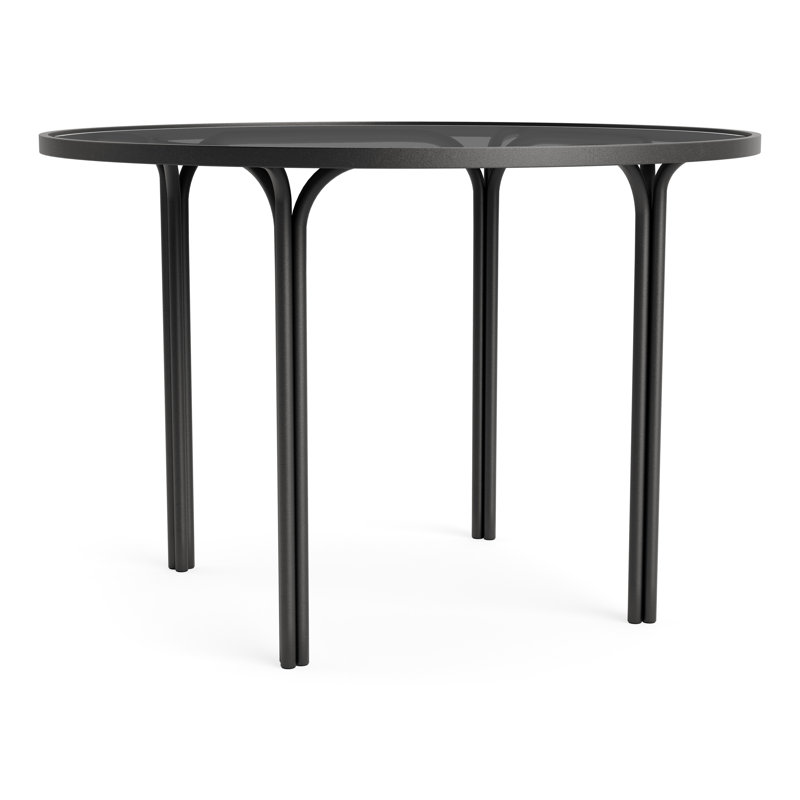 Kantan Outdoor Round Dining Table, Textured Pewter