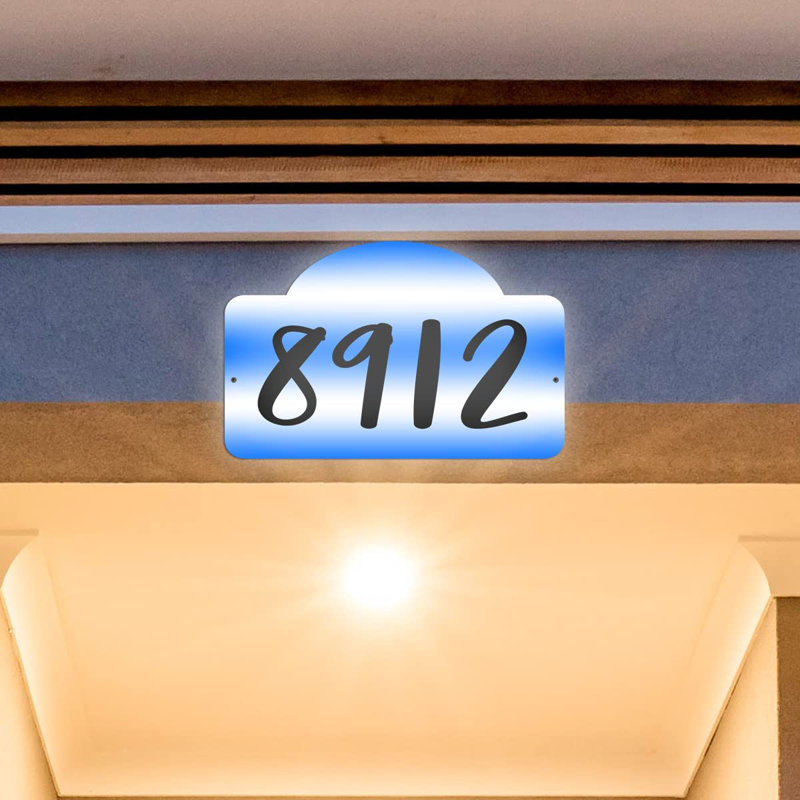 Plaque d'adresse sur 1 ligne, Bleu, Oui
