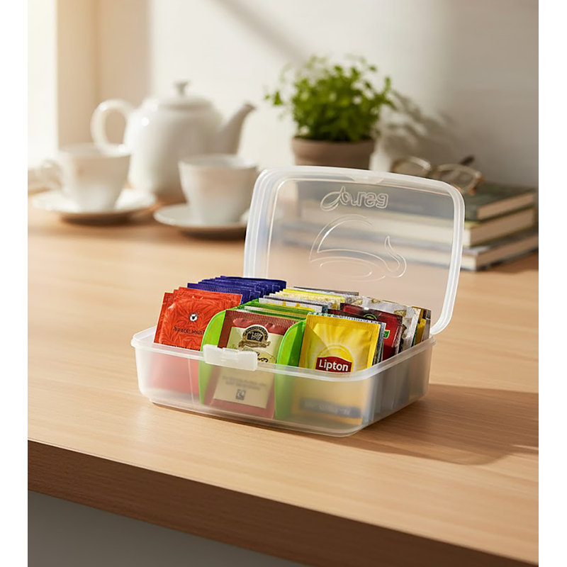 BeHomely Cengiz Plastic Tea Pot And Tea Box Set