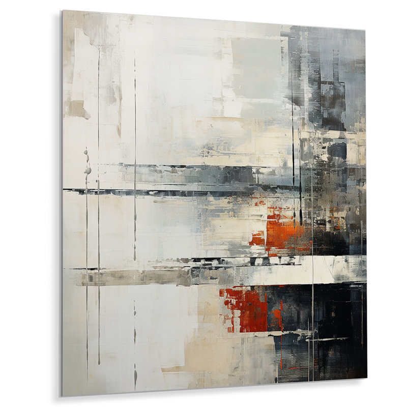 «Abstract Black Red Road Collage» sur métal, H 32 po x l 16 po x P 1 po