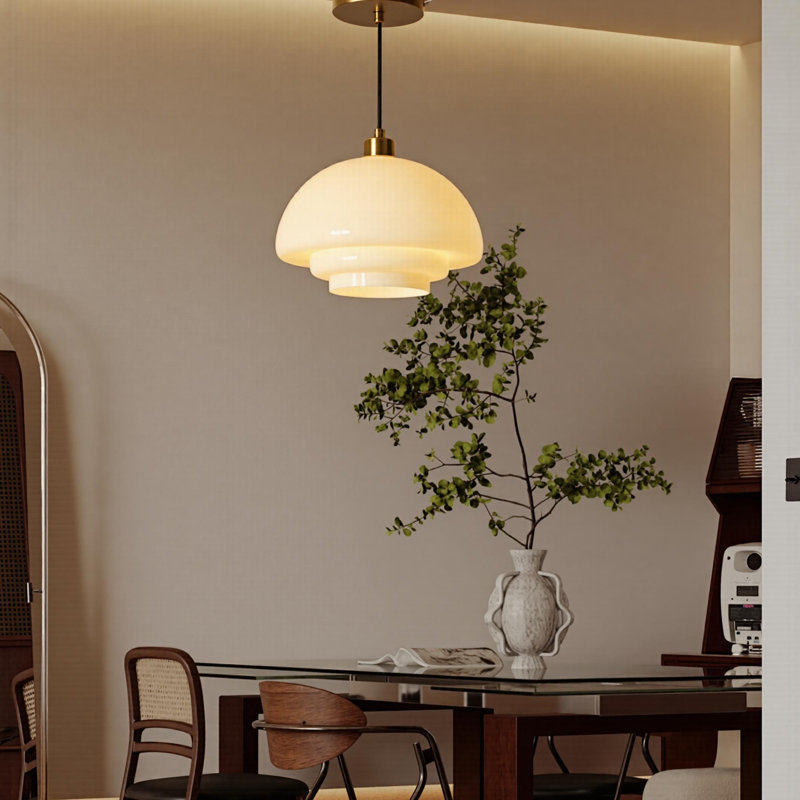 Luminaire suspendu à 1 lumière en verre de lait nordique