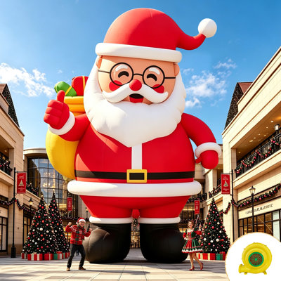 Leonas 33FT Giant Inflatable Santa Claus and Treee for Outdoor Christmas Decor Blow Up Santa and Tree with Blower, 420D Oxford Fabric, Stakes, Ropes and Sandbag for Lawn, Garden, Party and Holiday Display