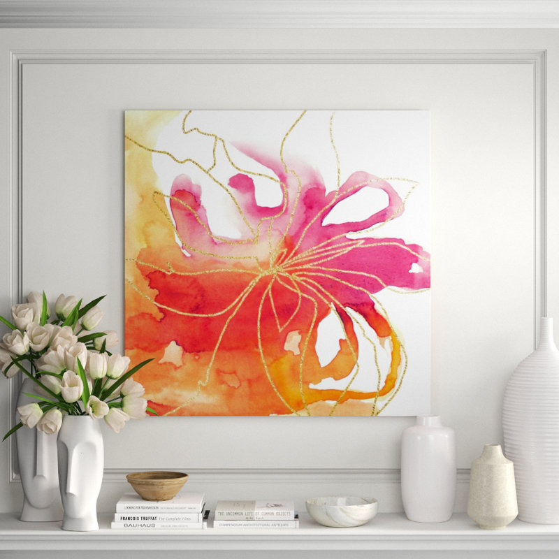 Floweret I Print by Elena Carlie, Gilded Gold, 40" H x 40" W