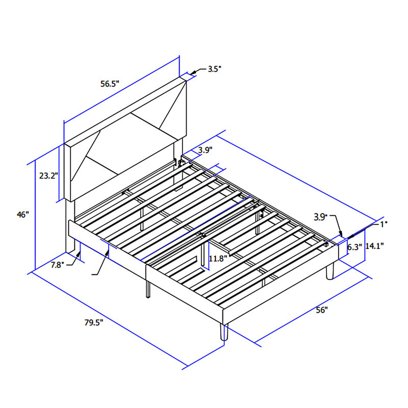 Upholstered Platm Bed Frame