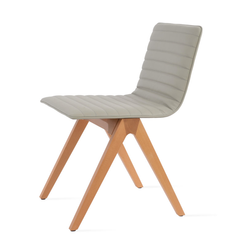 Fino Upholstered Solid Back Side Chair, Light Gray, Natural