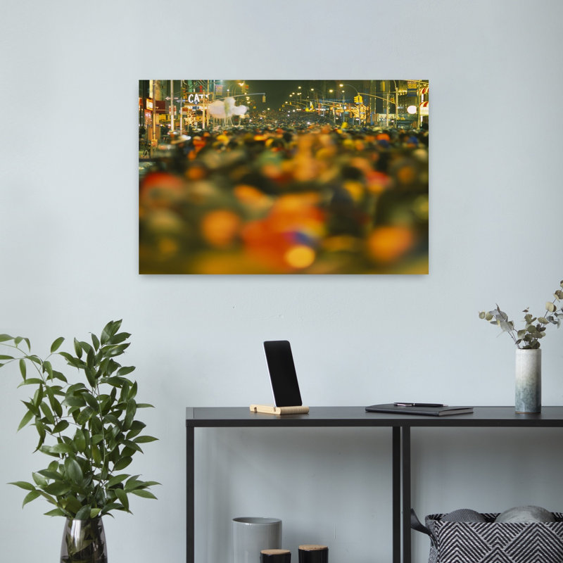 Crowd On The Street Celebrating New Year's Eve Times Square Manhattan New York City New York State USA by Jerry Driendl Photography - Wrapped Canvas Print