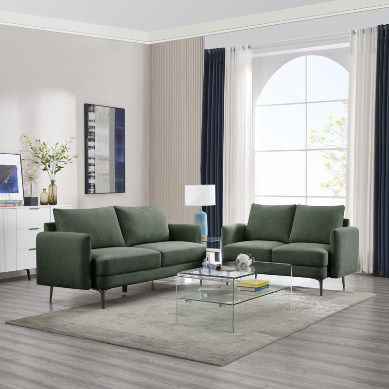 Sofia 2+3 Seater Fabric Sofa Set, Green