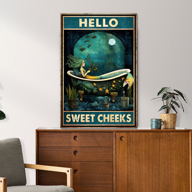 «Blue Mermaid - Hello Sweet Cheek», impression sur toile tendue, H 48 po x l 32 po x P 1,25 po