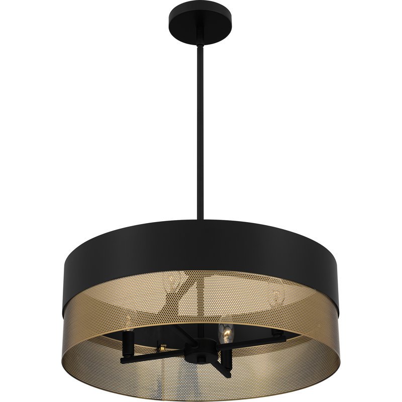 Luminaire suspendu 4 lumières Samedin, Noir mat