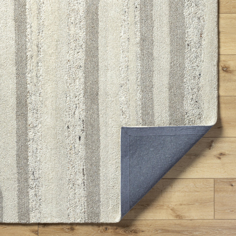 Altonya Hand Tufted Wool Striped Rug, Rectangle 9' x 12'