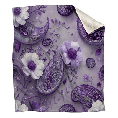 Purple Floral Paisley Blankets