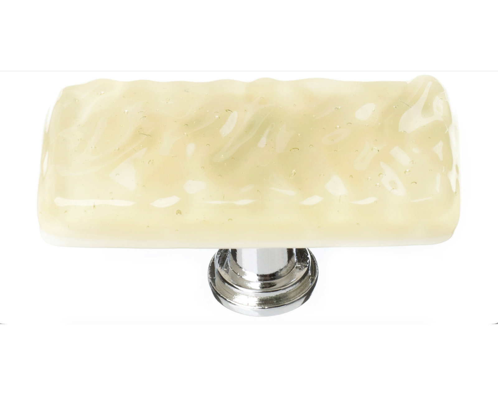 Glacier Square Cabinet Knob, Polished Chrome, Pale Yellow, Long Knob