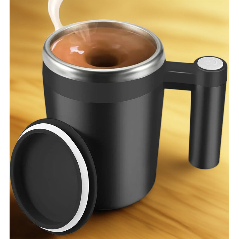Tasse à agitation automatique, tasse à mélanger magnétique rechargeable automatique pour le café, le lait, le cacao et les boissons protéinées avec 2 barres de brassage, capacité de 14 oz pour le bureau, la cuisine, les voyages et la maison