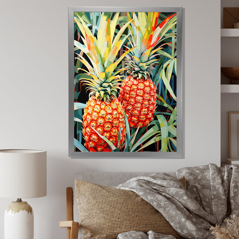 «Sunny Pineapple Serenade I», reproduction sur toile, Cadre photo argenté, H 20 po x l 12 po x P 1 po