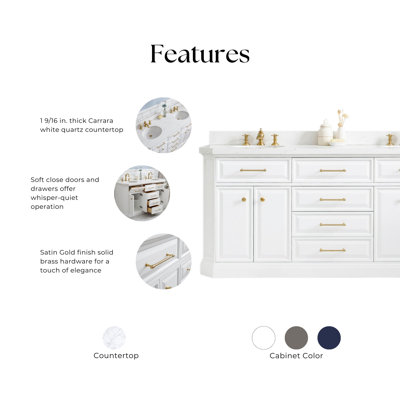 Meuble-lavabo de comptoir en quartz 72 po avec robinet Bruning de Bruning