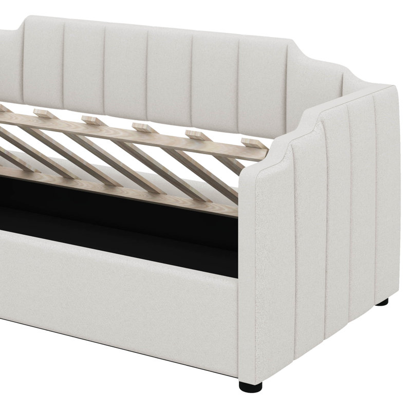 Upholstered Daybed With Underneath Storage, Twin, White