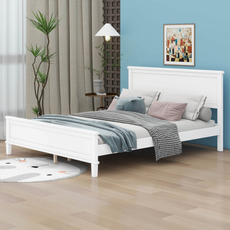Lit plateforme en bois Burt, Blanc, Grand lit