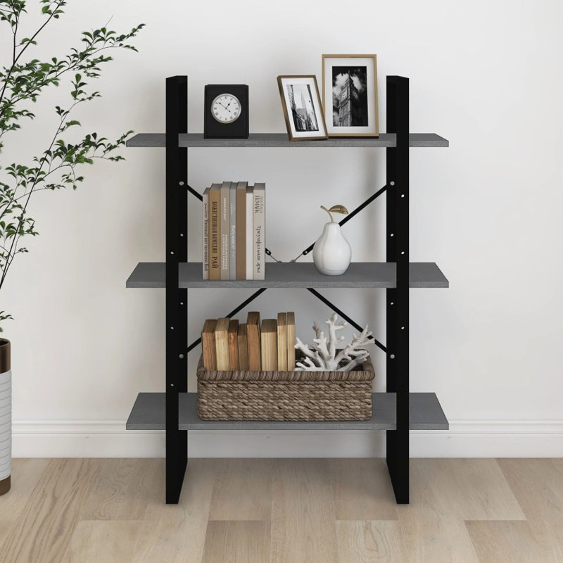 Haoxin Bookcase, 105cm H x 80cm W x 30cm D, Grey