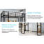 Lit à structure en fer avec lit et table, lit pour enfants et adolescents avec bureau en forme de L, lit à structure en fer avec rampe et escalier, avec des escaliers des deux côtés peut être placé n'importe où-434974703