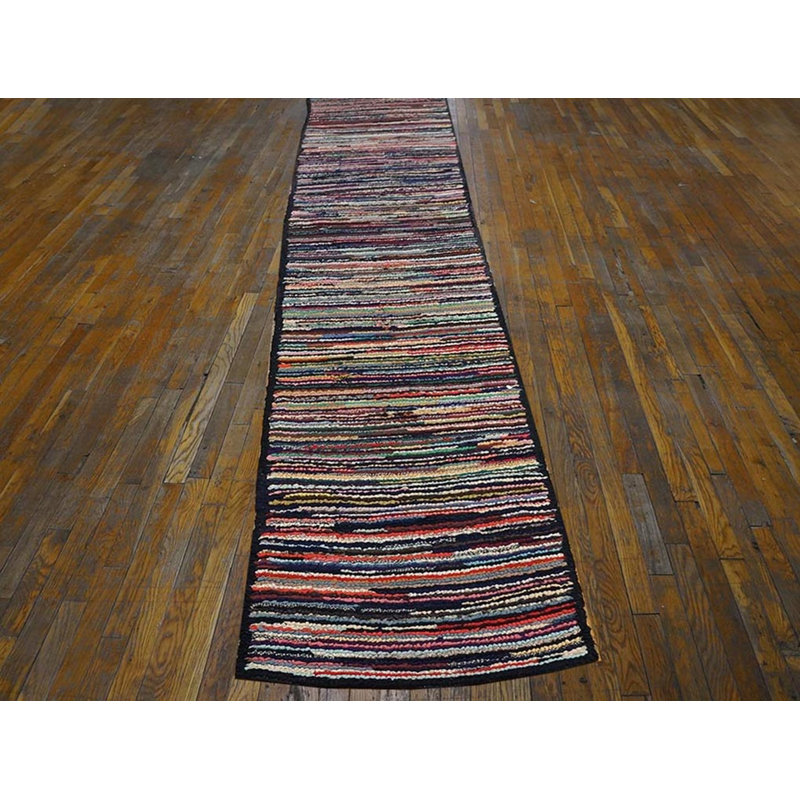Antique American Hooked Usa Allover Geometric Rug
