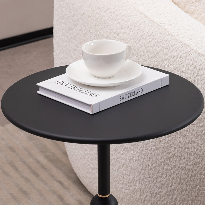 Table basse en métal vintage, table d'appoint ronde pour table de chevet et table d'appoint, Noir