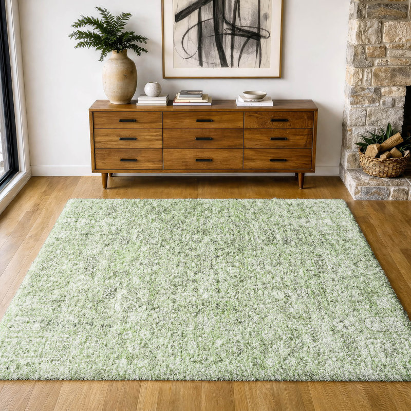 Tapis à poils longs de qualité supérieure lavable à la machine ADS611, Green, 10' x 14'