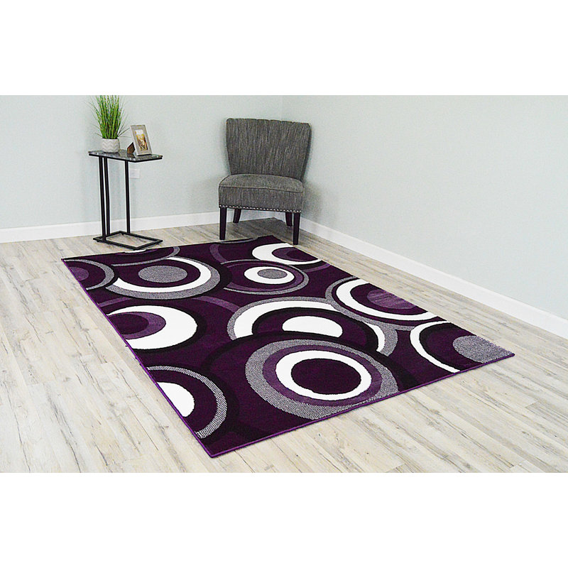 Tapis mauve à motif géométrique Cossette, Rectangle 7 pi 9 po x 10 pi 8 po