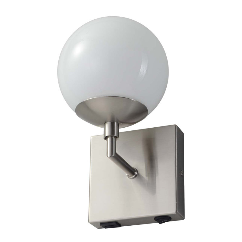 Globe Wall Sconce - 10'', Satin Nickel, Plug-in, Rocker Switch