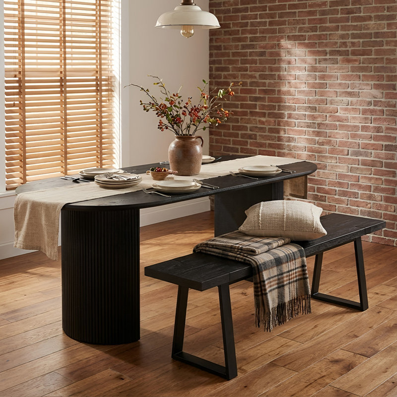 2-Person Solid Wood Base Modern Brown Dining Table Set With 1 Bench For Kitchen, Dining Room, 2 Pieces: Table, 1 Chair
