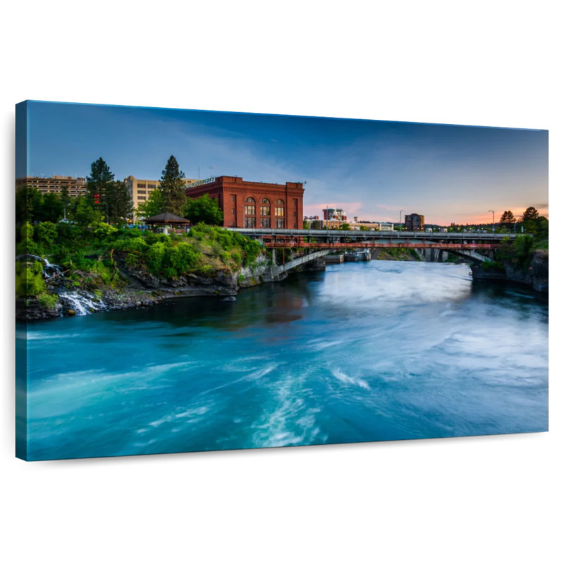 Rivière Nicci Spokane au coucher du soleil, H 8 po x l 12 po