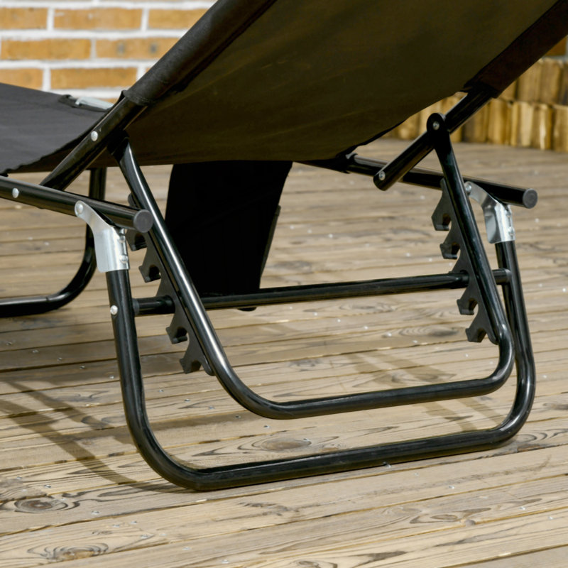 Chaises longues pliantes pour piscine, chaises de bronzage d'extérieur avec abat-jour, dossier inclinable, structure en acier et poche latérale pour la plage, la cour, le patio