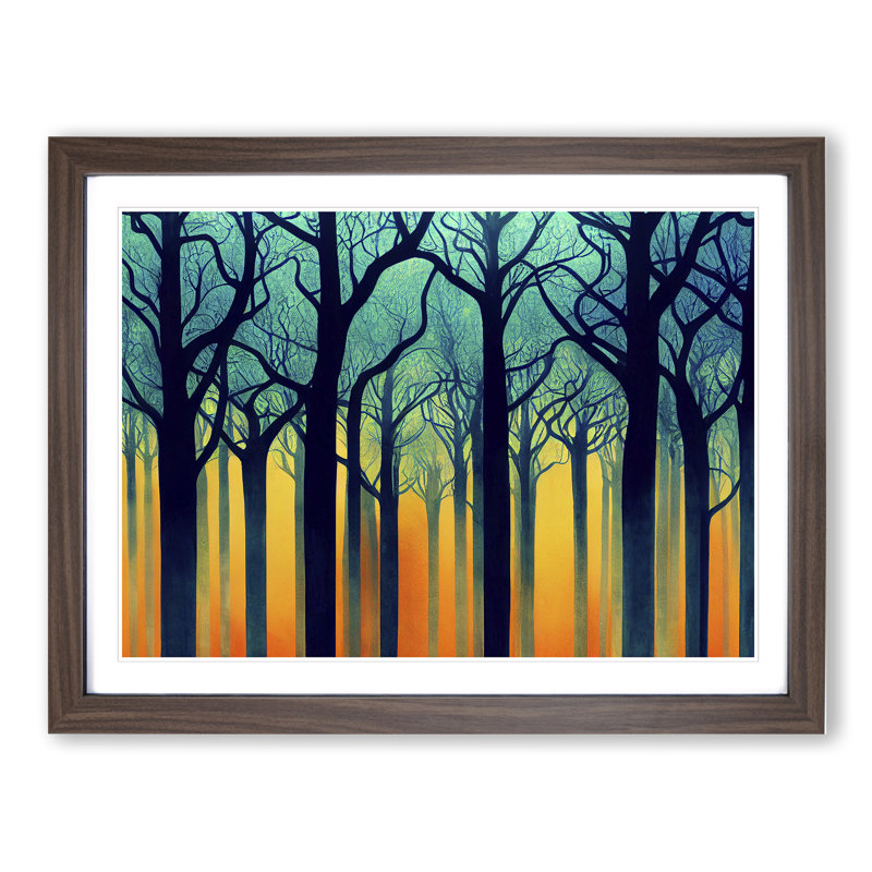 Delightful Abstract Forest 1 Piece Single Picture Frame Painting, 25cm H x 34cm W x 2cm D, Walnut