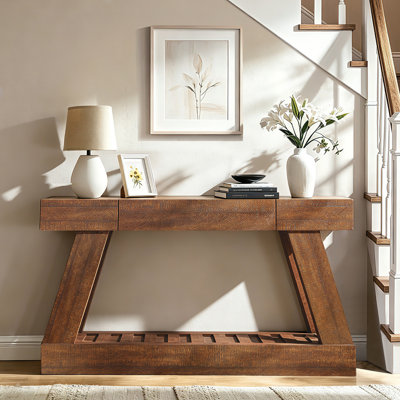 Console de style campagnard 60 po avec tiroirs pour le couloir du salon comme table d'entrée et table de canapé