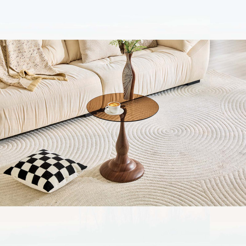 Petite table d'appoint en métal, parfaite pour les salons et les chambres, Brown,Walnut