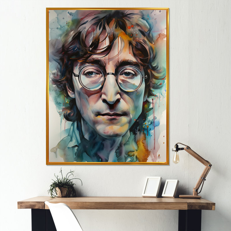 " Lennon Illustration ", 40" H x 30" W, Gold Floater Framed