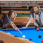 RayChee 6' Pool Table with Wood Finish, Modern Billiard Table with 2 Cues, Balls, Rack, Brush, Chalk, Leg Levellers